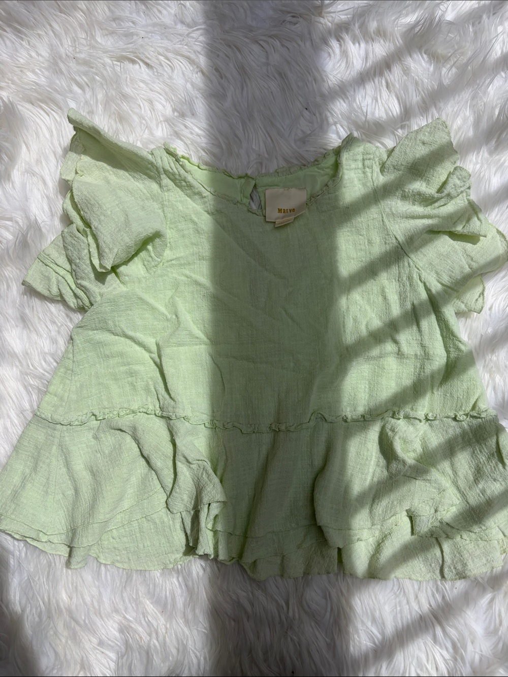 Maeve Pastel Green Ruffle Peplum Top